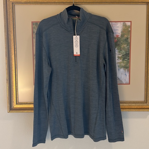 Smartwool Men's Heather Blue Quarter-Zip Pullover Base Layer - Picture 5 of 8